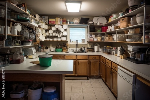 clean and organized kitchen, with everything in its place, created with generative ai