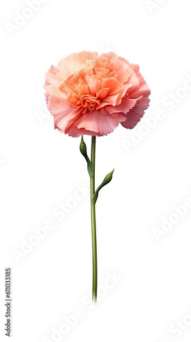 Carnation flower isolated on white background. Beautiful blooming plant. Generative AI