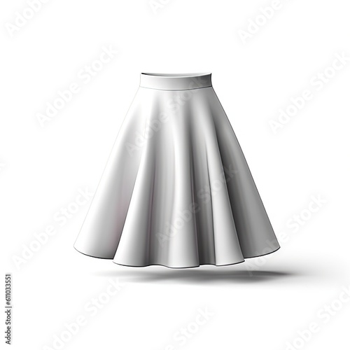 A-line skirt fashion clothes isolated on white background. White mockup clothing. Generative AI