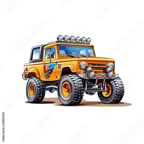 Off-Road car isolated on white background. Colorful vehicle transport. Generative AI