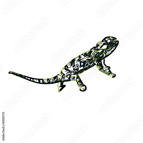 chameleon color sketch with transparent background