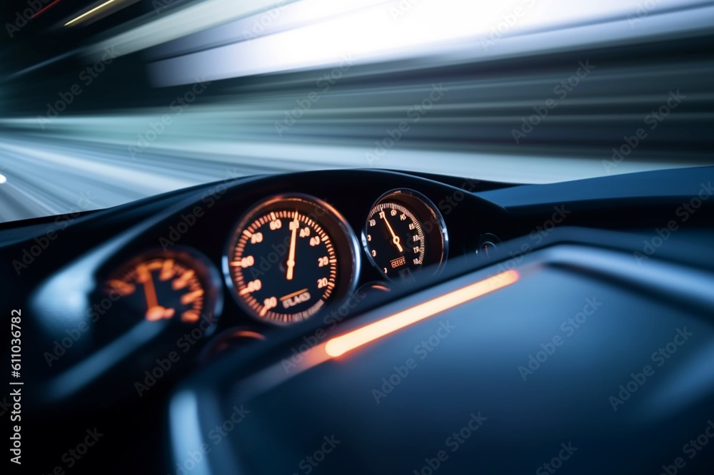 Speedometer scoring high speed in a fast motion blur Stock Illustration
