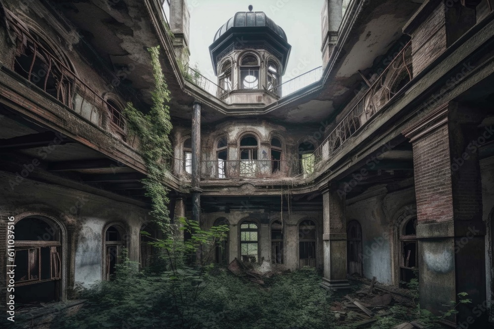 series of abandoned and historical structures, each with its own unique story to tell, created with generative ai