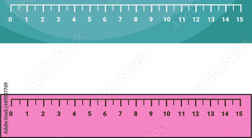stationery, stationery and school, office supplies, ruler, multicolored blue and pink stationery rulers, vector illustration, set