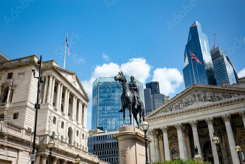 London- Bank of England in the City of London skyline- 
