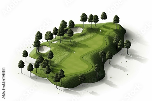 The illustration of Golf course, AI contents by Midjourney