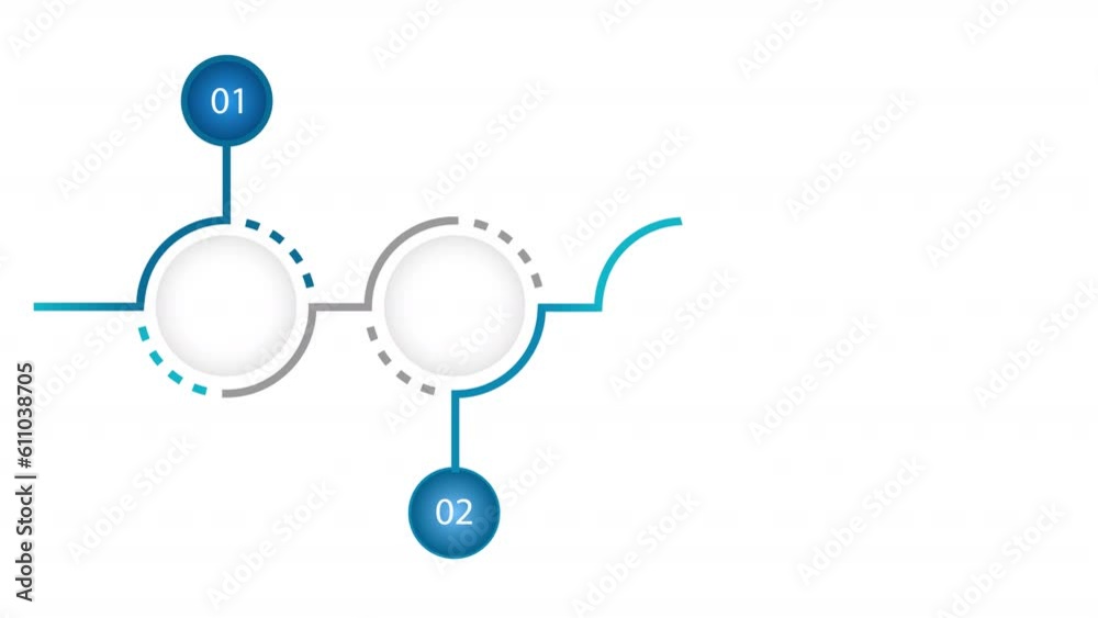 Animated development infographic. Business solution. HD infochart template video on white with alpha channel transparency. Flowchart mockup with blank space for content and 4 step sequence