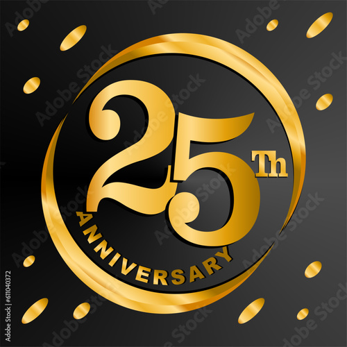 25 years golden anniversary logo, vector decorative background photo