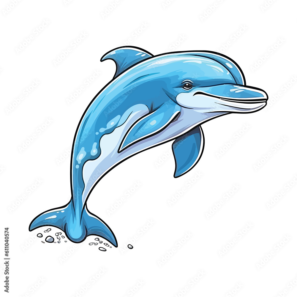 Obraz premium Adorable Dolphin: A Charming 2D Illustration