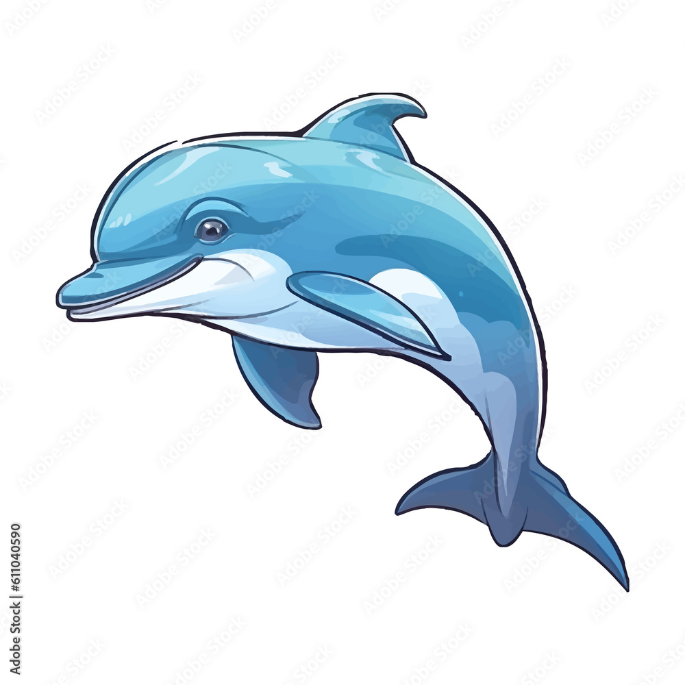 Obraz premium Adorable Dolphin: A Charming 2D Illustration