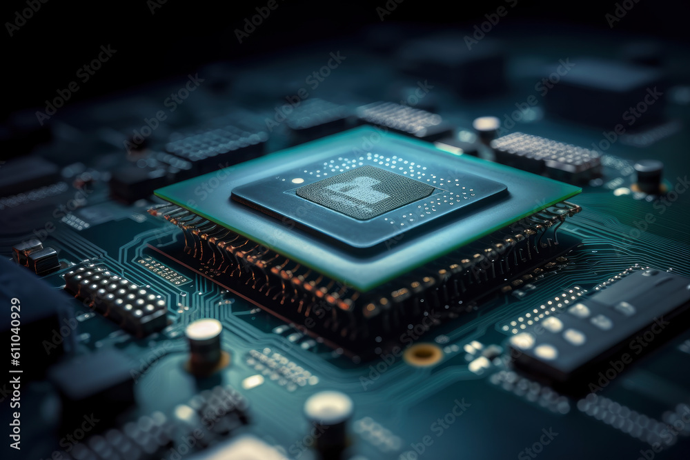 Electronic circuit board closeup, AI Generated Electronic circuit board closeup, AI Generated