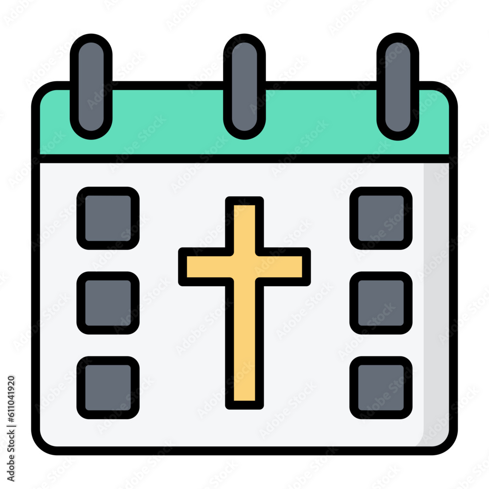 Easter Calendar Line Color Icon Easter Calendar Line Color Icon