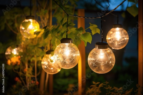 diy garden project with string lights and lanterns, creating a magical atmosphere, created with generative ai