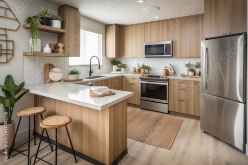 eco-friendly kitchen with energy-efficient appliances  low-flow faucets  and sustainable materials  created with generative ai
