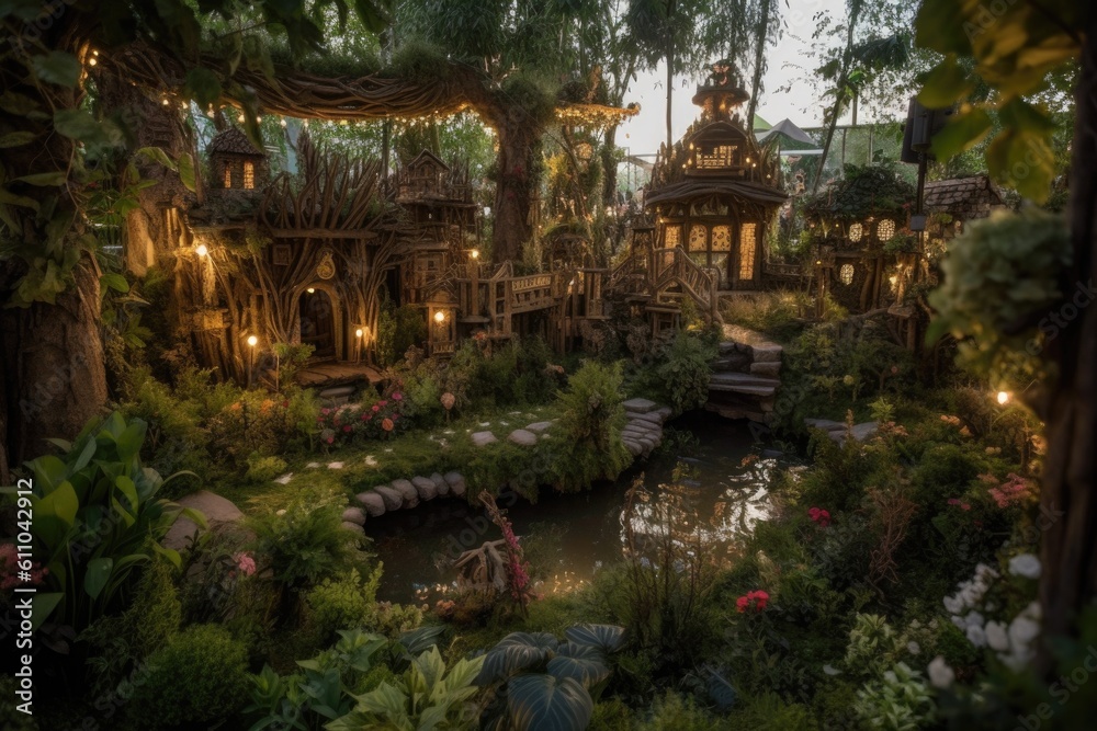 enchanted garden, with magical plants and creatures, where anything is possible, created with generative ai