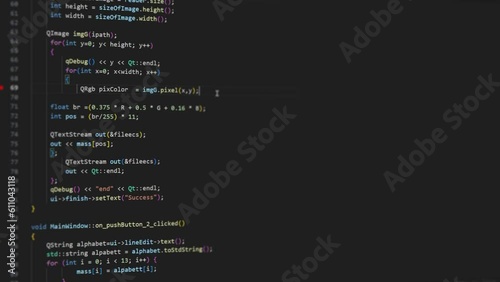 Software development. Lines of colorful code on the computer screen