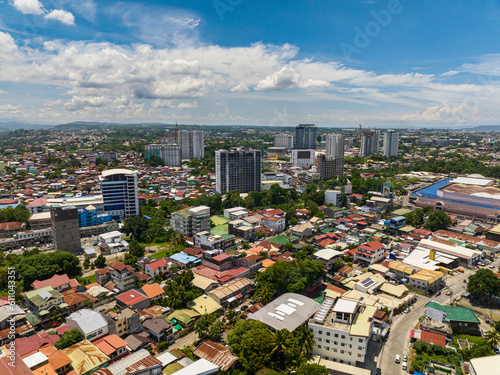 Fototapeta Naklejka Na Ścianę i Meble -  Aerilal view of Davao City with a beautiful commercial buildings. Davao, Philippines.