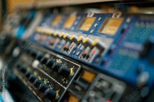 Remote Control Mixer Adjust Sound Volume Level Music Creation Equalizer Buttons Recording Studio Retro Style
