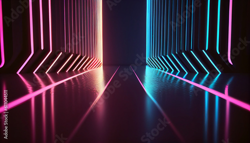 3d render abstract neon background Ai generated image