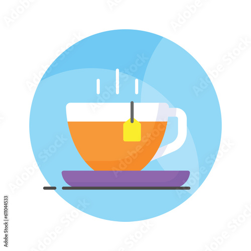 A hot tea cup vector icon design, hot beverage concept