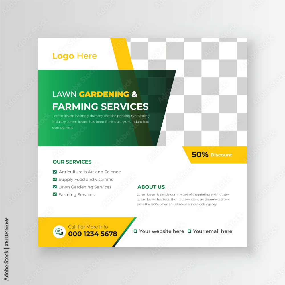 Lawn Gardening and Farming Services Web Banner Design Template