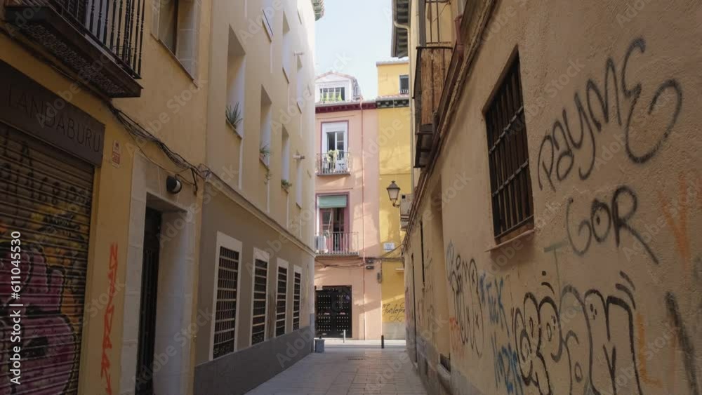 Traditional and touristic Madrid. View of Madrid old town street Traditional and touristic Madrid. View of Madrid old town street