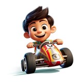 Cute boy 3D style, ready to compete with my gocart - generative AI illustration