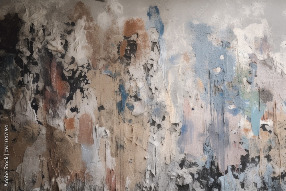 a close-up of a freshly painted wall, with a mix of strokes and textures visible, created with generative ai