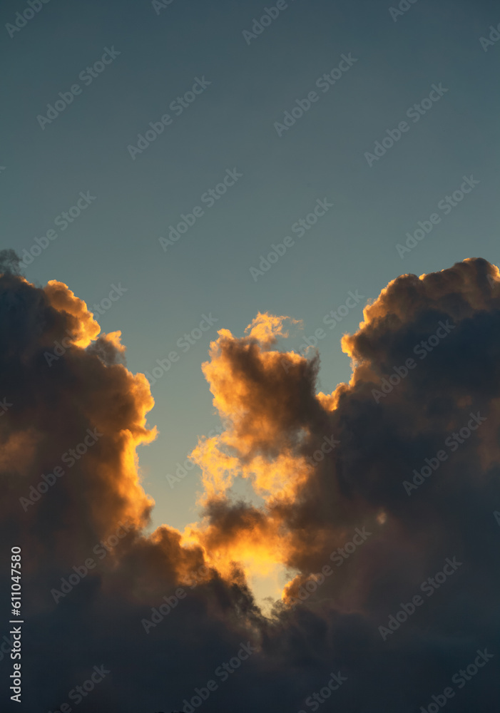 Towering Cumulus Clouds at Sunrise or Sunset in Hawaii.
