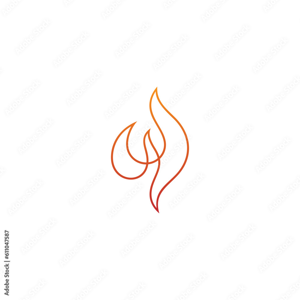 abstract fire logo in minimalist and simple line art style