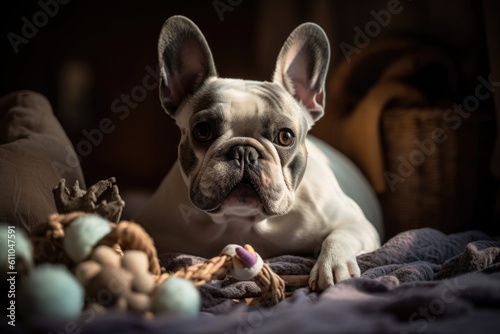 a photoshoot of pets and their favorite toys, with the focus on cuteness, created with generative ai © altitudevisual