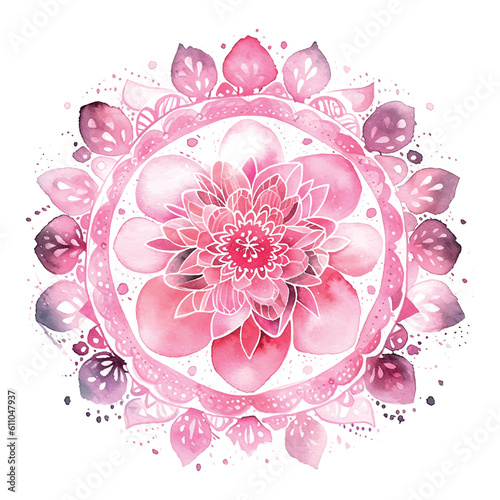 Sahasrara chakra mandala watercolor vector Illustration isolated