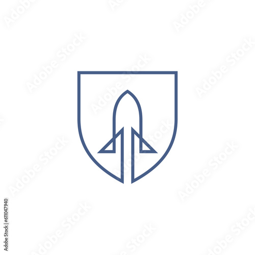 Free Download Rocket shield logo in minimalist and simple line art style - GFXLoad