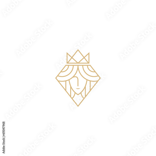Queen logo in minimalist and simple line art style
