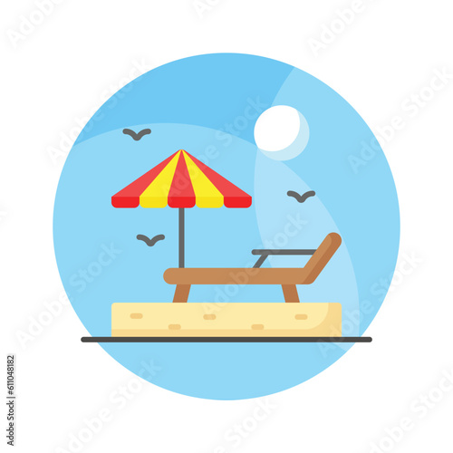 An icon of sunbed represents tanning or relaxation in the sun  premium vector design