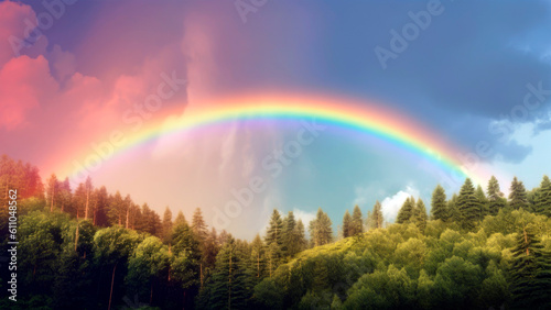 rainbow forming in the sky after a summer storm, a reminder of the beauty of nature, Generative AI