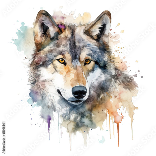 Aquarell-Handzeichnung eines Wolfs: Kraftvolle Tierdarstellung in Wasserfarben