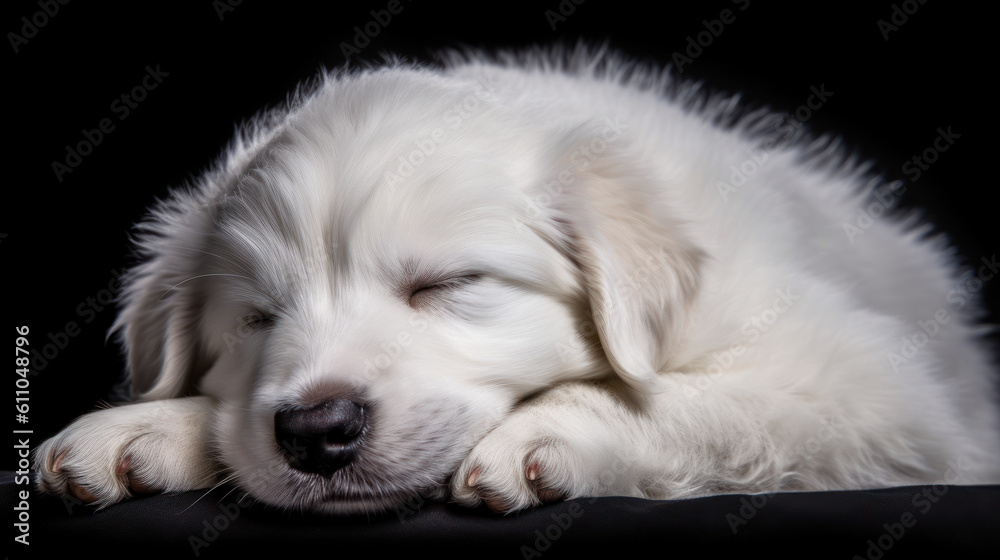 Dreams of Innocence: A Sleeping White Puppy. Generative AI