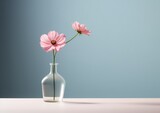 A Whimsical Perspective on a Single Flower in a Vase. Minimalistic, copy space. 