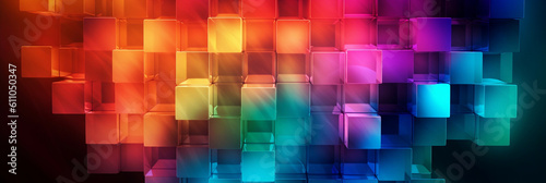 abstract wallpaper of translucent colorful cubes  banner  generative AI