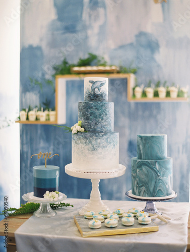 Blue cake setting 
