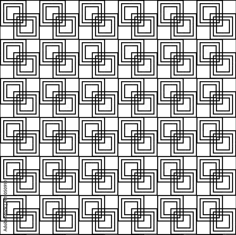 Seamless vector geometric texture in the form of patterns of black squares on a white background