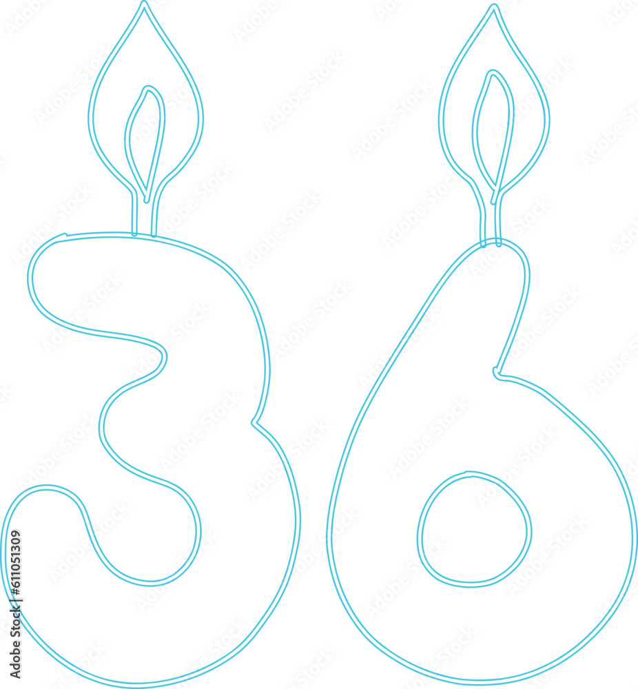 Number 36 with candle festive design. Number 36 with candle festive design.