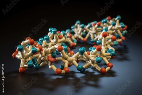 protein with intricate structure, made up of chains of amino acids, created with generative ai