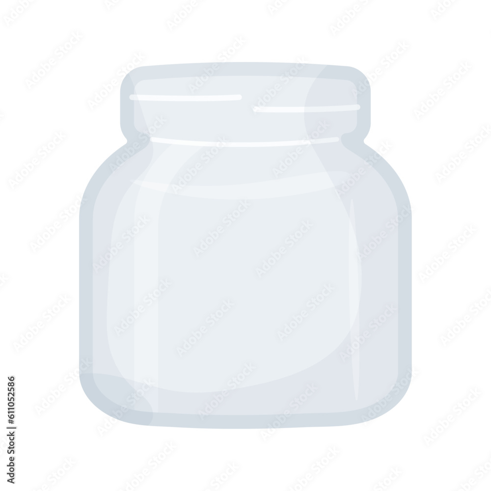Empty glass jar. Isolated vector illustration. Container for blanks Empty glass jar. Isolated vector illustration. Container for blanks