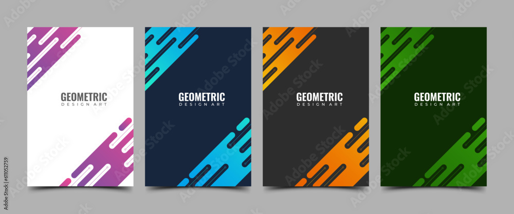 Set of Abstract colorful geometric shapes poster vector design
