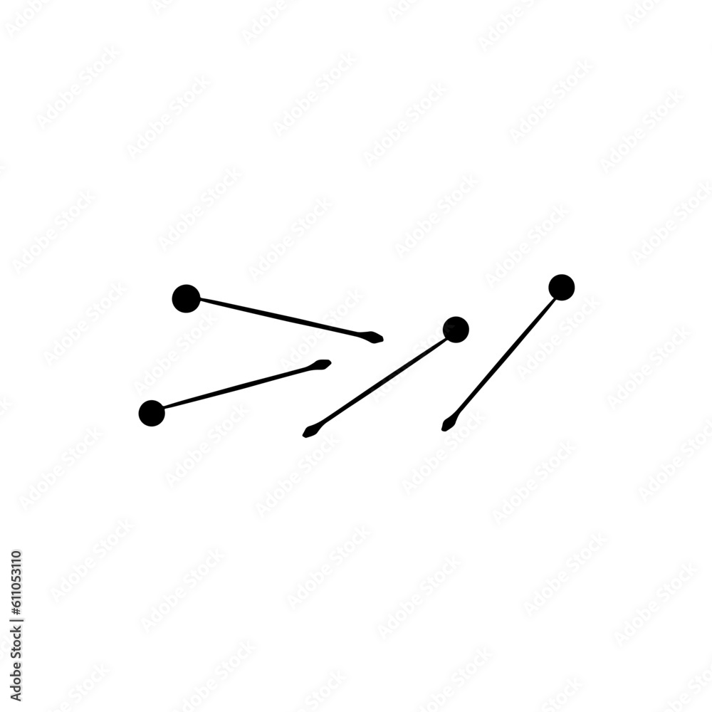Vector sketch hand drawn silhouette of sewing pins, line art Vector sketch hand drawn silhouette of sewing pins, line art