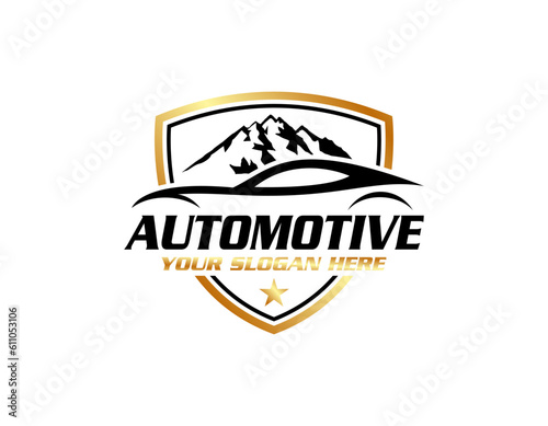 vector illustration car rental logo template, emblem, badges isolated on black background, dark logo with attractive color gradient.