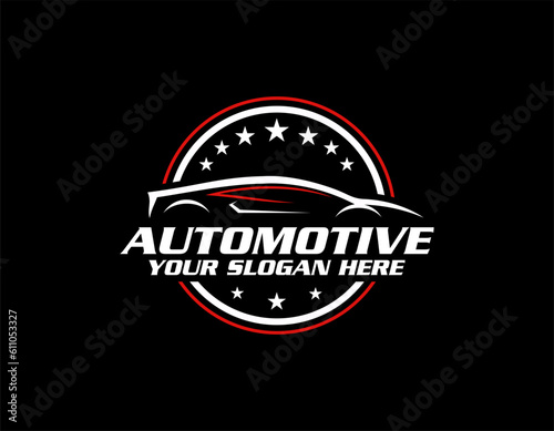 vector illustration car rental logo template, emblem, badges isolated on black background, dark logo with attractive color gradient.