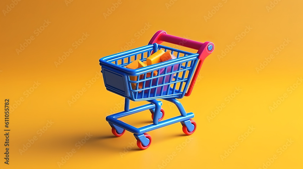 Shopping cart 3d pattern. Generative Ai